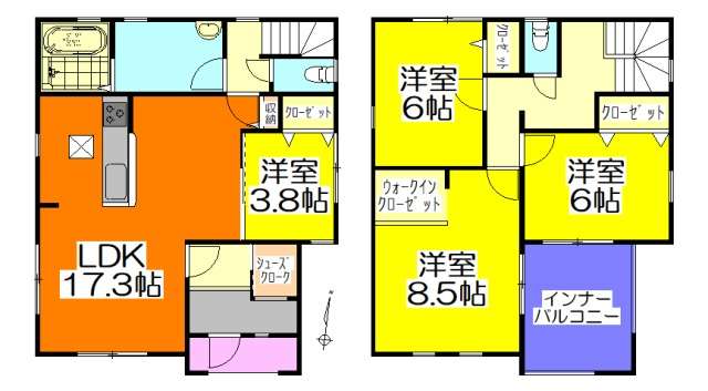 ご成約【可児市土田北裏 新築戸建て】3号棟 4LDK+ウォークインクローゼット